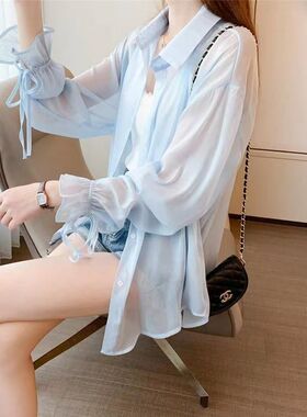 超仙防晒衣2026夏季新款防紫外线冰丝雪纺开衫外套甜美宽松衬衫