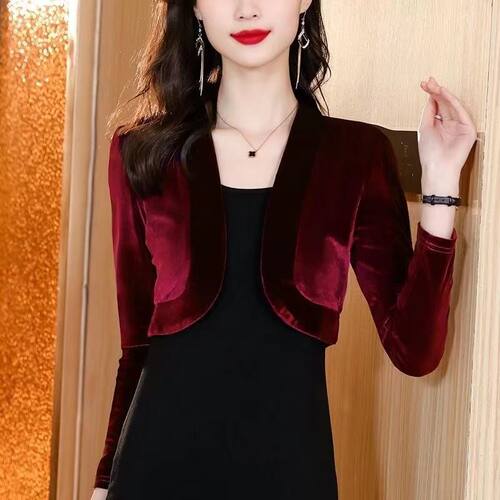 金丝绒外套女新款春秋季披肩外搭