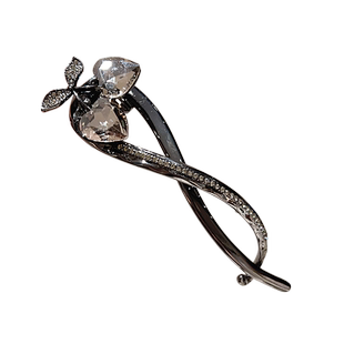 高级感水晶樱桃青蛙扣发夹女轻奢水钻一字夹后脑勺盘发妞妞夹头饰