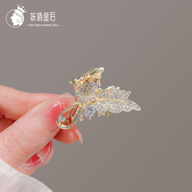 树叶发夹顶夹后脑勺半扎发小号抓夹前额头发夹子侧边网红发卡头饰