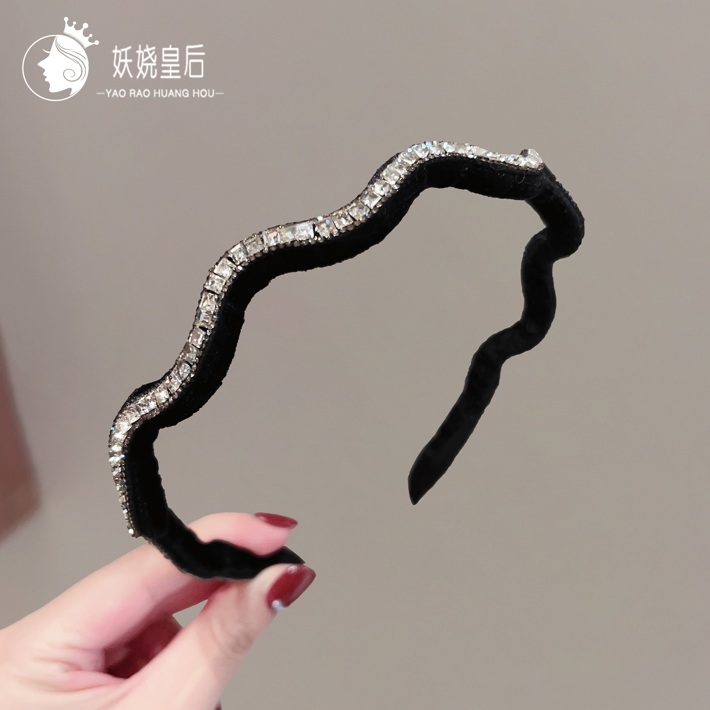 日常高颅顶显脸小细边波浪头箍