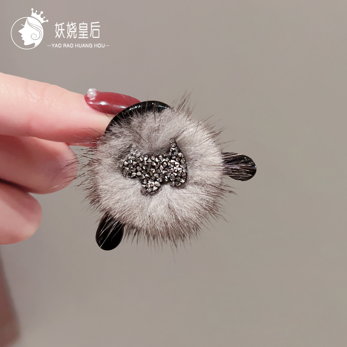 侧边水钻小狗顶夹洋气夹精致发夹