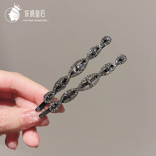 夹子头饰刘海发夹女前额碎发卡子侧耳边夹水钻一字夹高端对夹顶夹