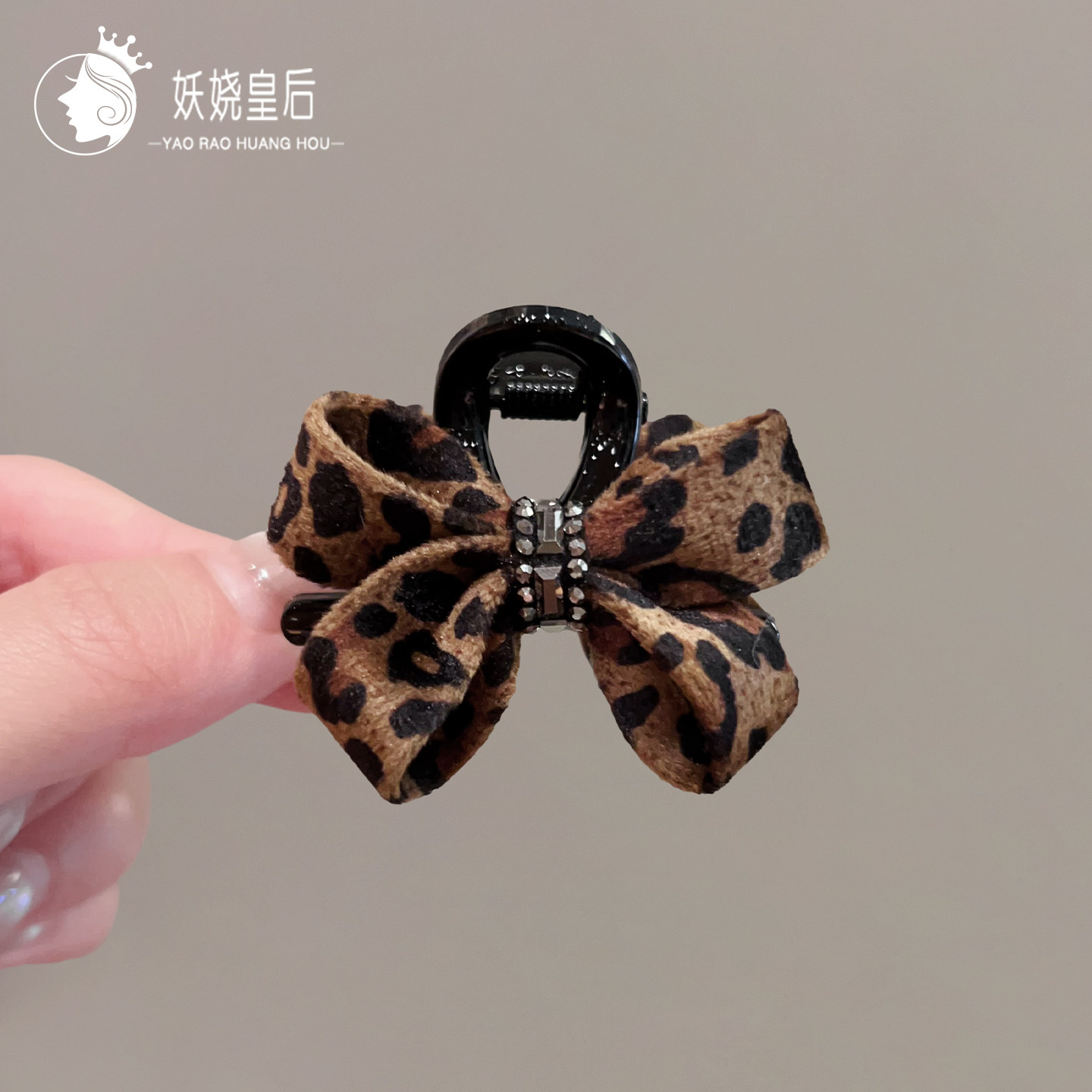 韩版豹纹蝴蝶结小抓夹女复古高级感公主头刘海夹2025新款半扎发夹