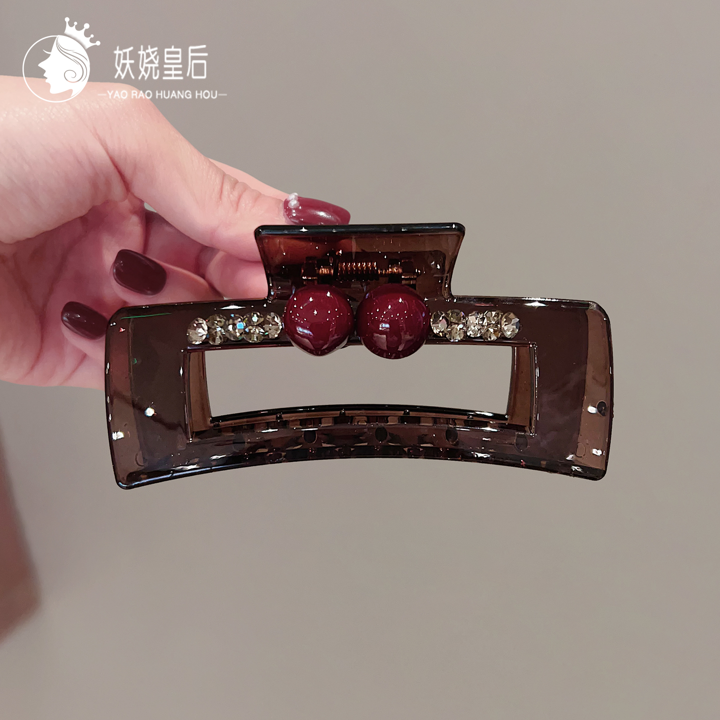 高级感闪钻发夹后脑勺盘发鲨鱼夹