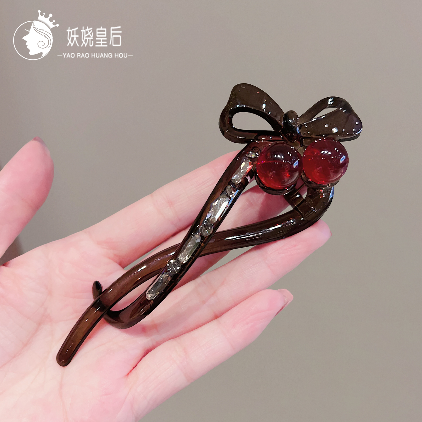 韩国简约珍珠香蕉夹竖夹蝴蝶结发夹女后脑勺扭扭夹子头饰一字发卡