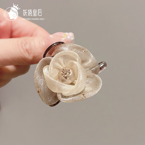 玫瑰花头饰少发量抓夹后脑勺小号半扎发鲨鱼夹2024新款发饰发夹女