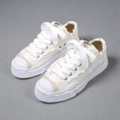 小白鞋 开口笑mmy厚底帆布鞋 休闲板鞋 溶解鞋 女2025新款 毛边男鞋