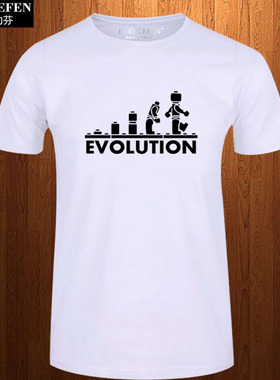 LEGO EVOLUTION短袖T恤衫男女Sheldon Cooper机器人进化半袖纯棉