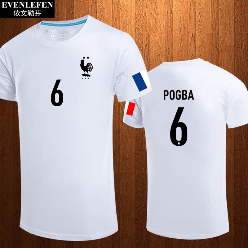 法国队T恤短袖足球运动服男女博格巴球衣服格列兹曼半截袖