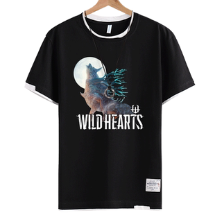狂野之心游戏周边主机PS5拼接T恤衫短袖男女学生steam半袖上衣服