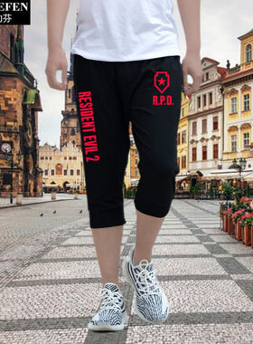 生化危机2重制版游戏七分裤男女里昂生化2RE休闲裤7分短裤子卫裤