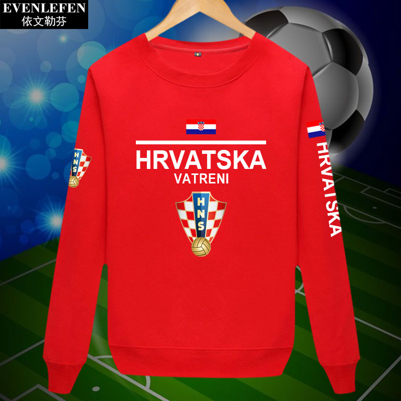 克罗地亚队圆领卫衣薄队服运动服