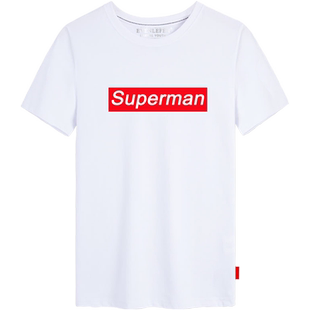 superman亲子装短袖t恤半截袖日系简约全家装衣服男女儿童半截袖