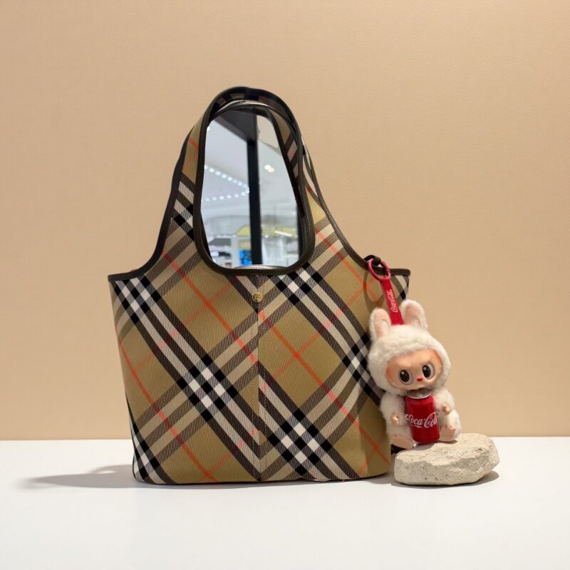 博宝罗时尚通勤25新款百搭格纹女包女士通勤百搭大容量菜篮子包,箱包皮具/热销女包/男包,通用款女包,淘宝优惠券,粉丝福利购,淘宝优惠卷