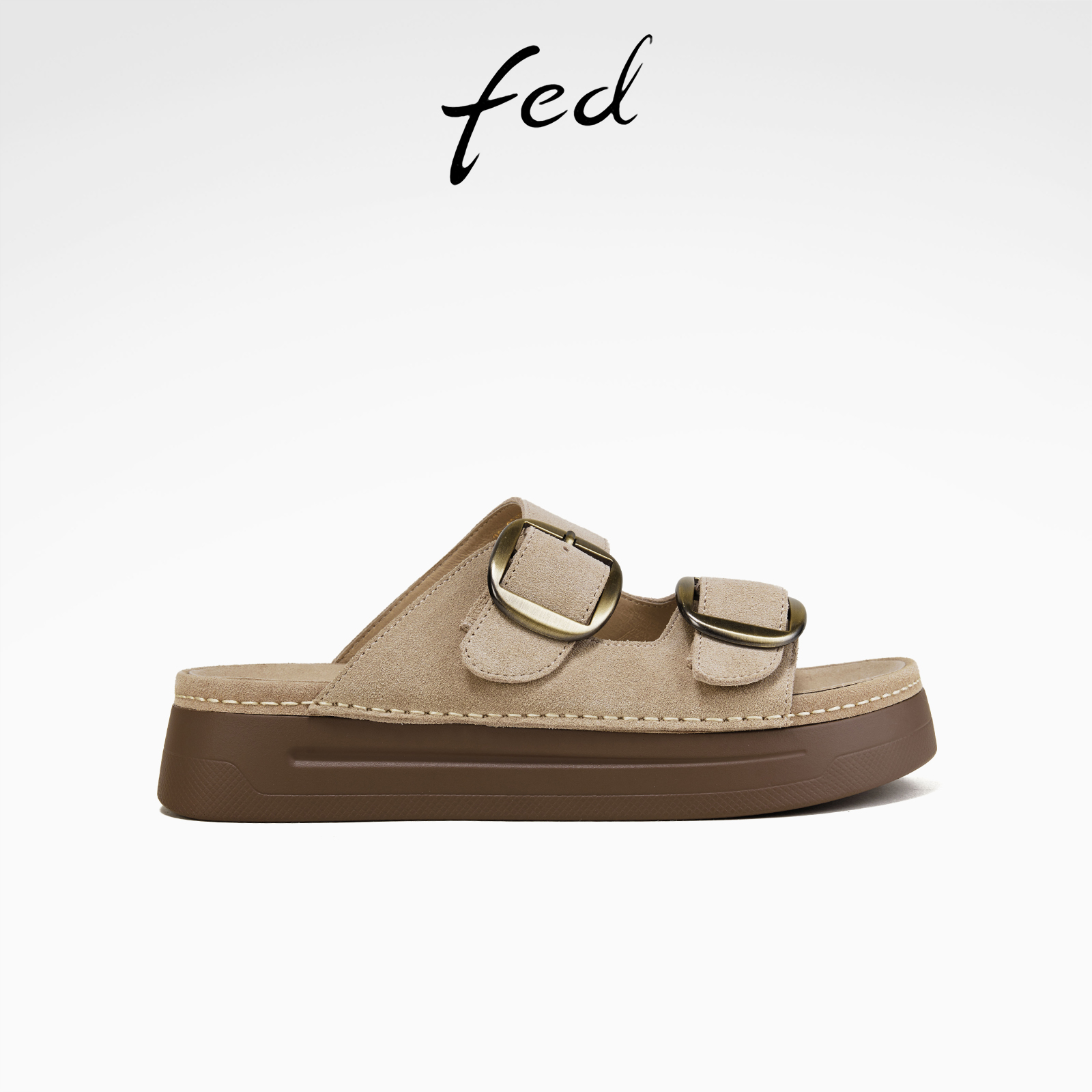 fed勃肯拖鞋夏季新款女鞋厚底凉拖懒人一字拖鞋女款S0519-YAB123