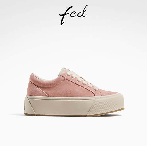 fed撞色休闲鞋春季新款女鞋粉色板鞋增高厚底鞋女款D0217-YAB615