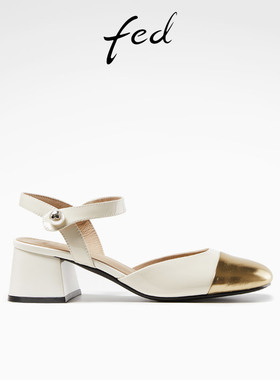 fed法式凉鞋女夏季新款女鞋真皮气质时装凉鞋粗跟单鞋R0502-ZC261