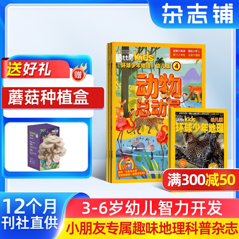 环球少年地理幼儿版杂志铺 2026年1月起订阅 共12期 3-6岁儿童自然科普百科探秘地理启蒙早教美国国家地理little kids