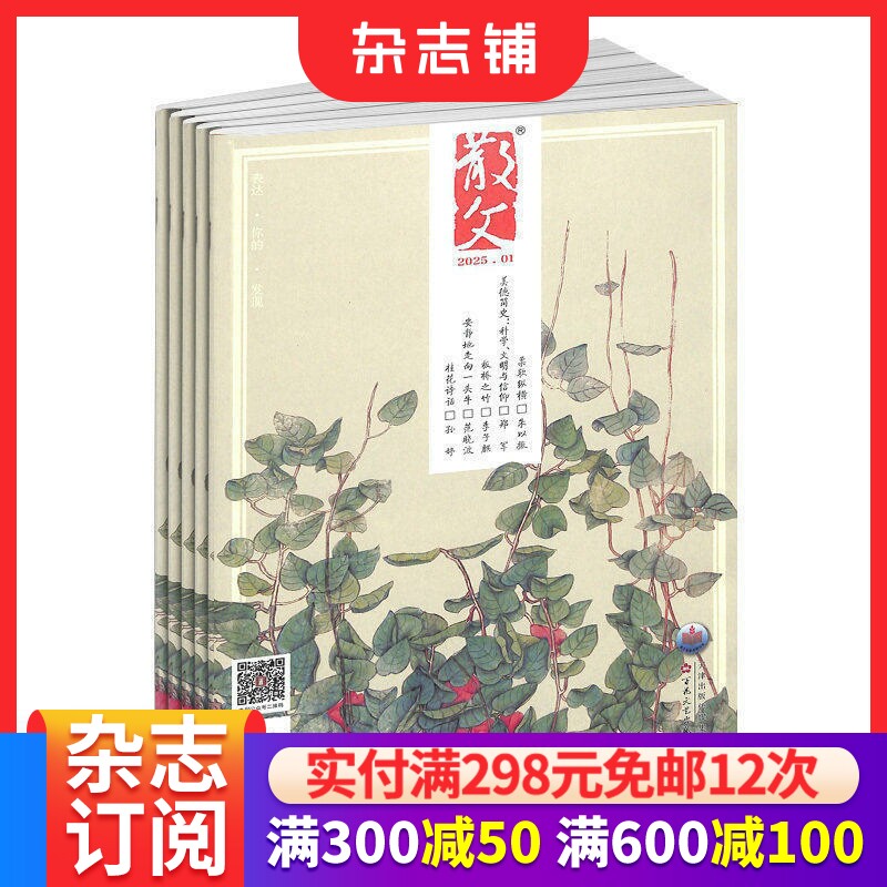 散文杂志 杂志铺 2026年1月起订阅 1年共12期 杂志订阅 青年文学杂志 散文诗歌 青春文学 文艺青年 文学读物 文学文摘期刊杂志铺