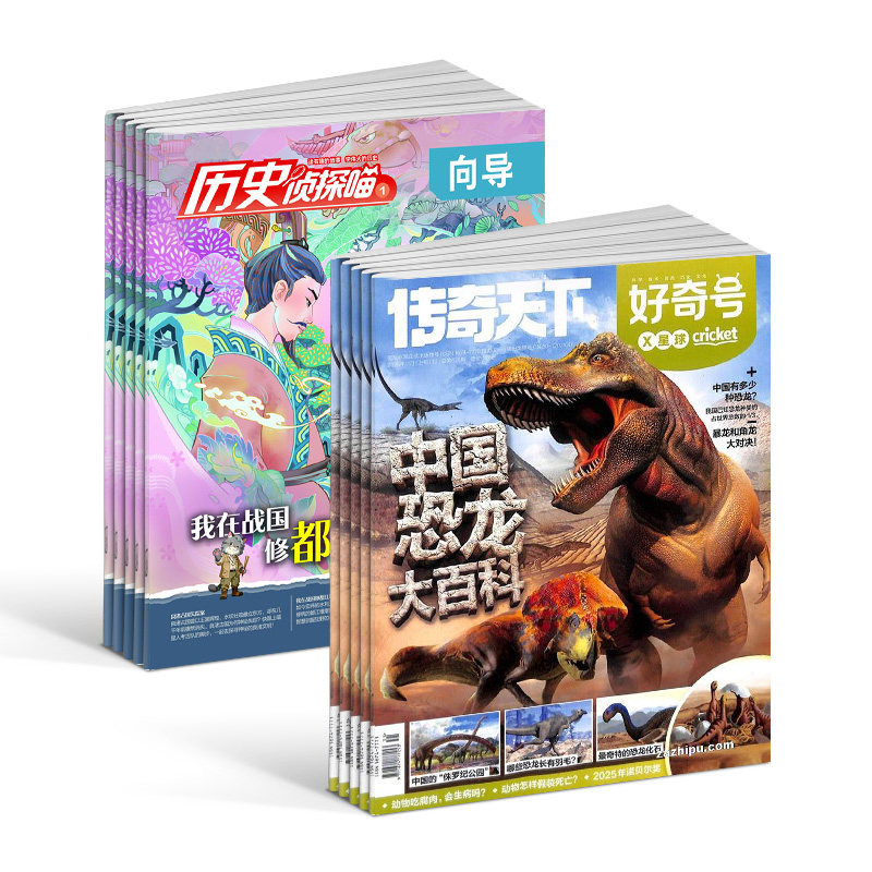 好奇号+历史侦探喵杂志组合 2026年1月起订共24期 全年订阅 杂志铺  合作科学历史文化少儿科普期刊杂志