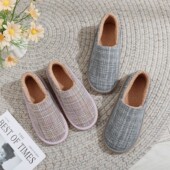 秋冬居家包跟加绒棉拖鞋 男女木地板静音室内防滑防臭情侣棉鞋 冬厚