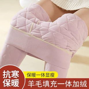 羊毛保暖裤女内穿高腰秋冬季加绒加厚东北打底秋裤特厚羊羔绒裤