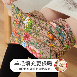 蚕丝保暖裤女冬季加绒加厚高腰一体中老年外穿东北特厚妈妈打底裤