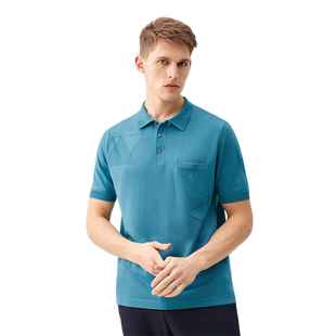 [进口亮丝60年]梦特娇 商务polo衫男中年翻领短袖抑菌t恤夏季凉感