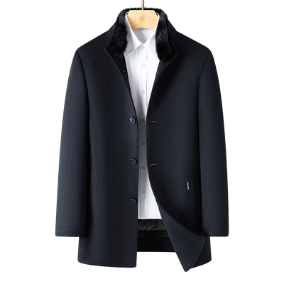 梦特娇水貂毛领鹅绒羽绒服大衣男