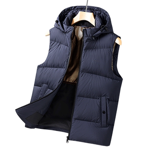 [高蓬松白鸭绒保暖]梦特娇羽绒服马甲背心中厚可脱帽立领外套秋冬