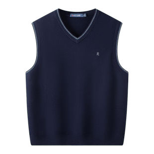 [100%绵羊毛]梦特娇秋冬男士款V领背心马甲针织毛衣坎肩保暖柔软J