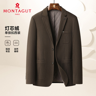 [灯芯绒]梦特娇秋冬季毛呢西服辑格夹棉加厚外套男士便服单西装Z