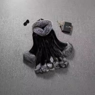 S-6XL新款仿皮草人造皮草外套女款白色兔毛貂皮冬装连帽大衣