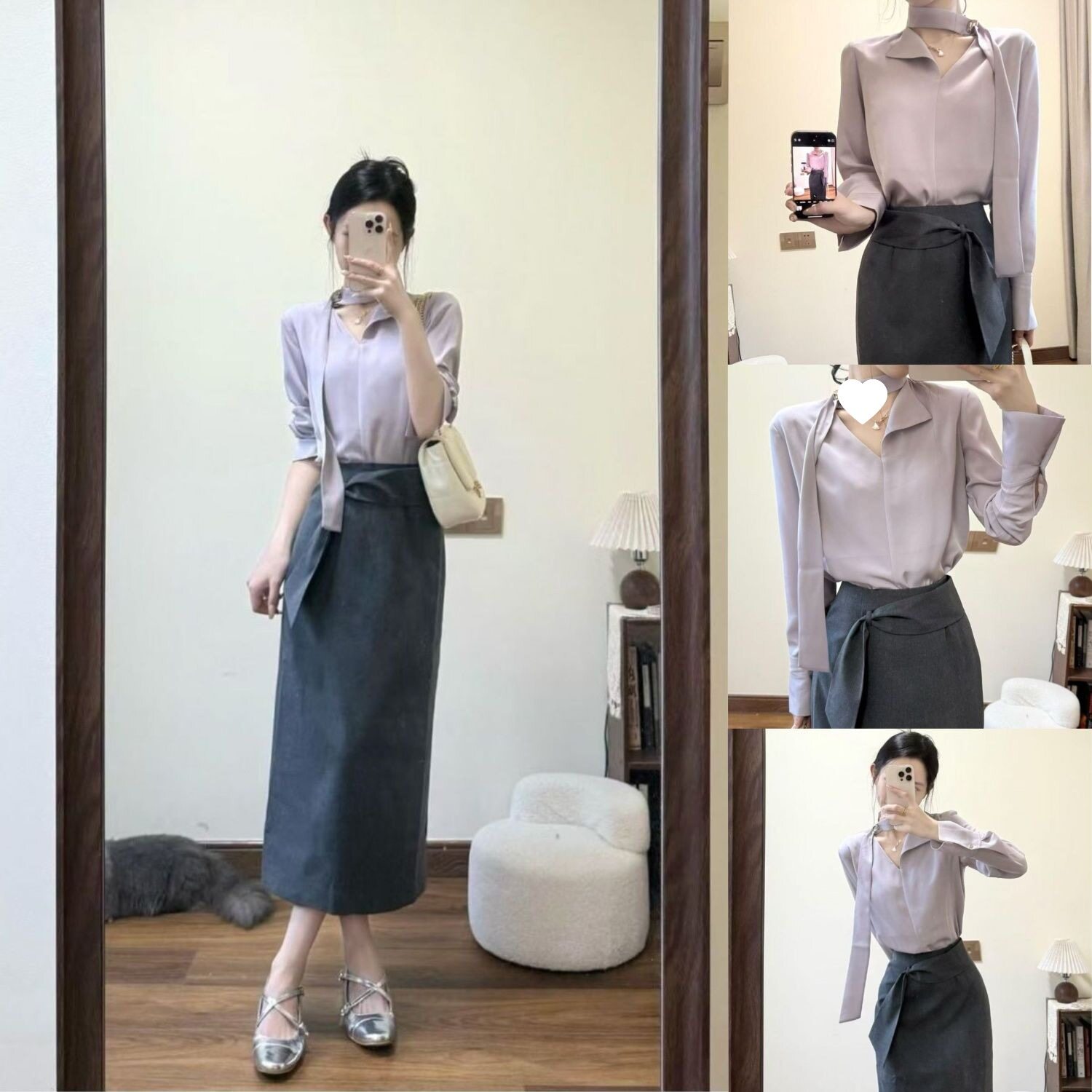 春装穿搭一整套设计感小众御姐气质小香风职业衬衫裙子两件套装女