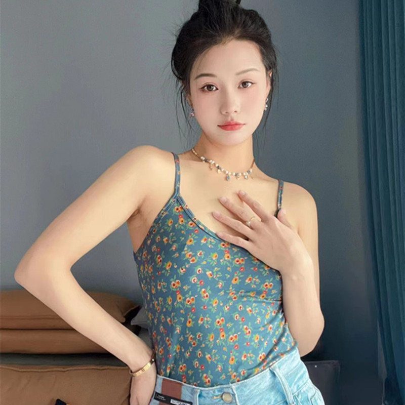 夏季新款纯棉碎花吊带背心女外穿性感内搭宽松遮肚子打底胖mm美背