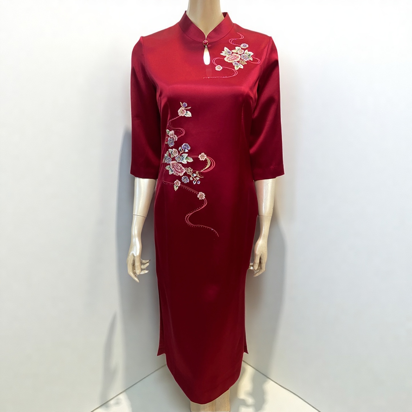 高贵喜妈妈礼服醋酸缎面国风旗袍