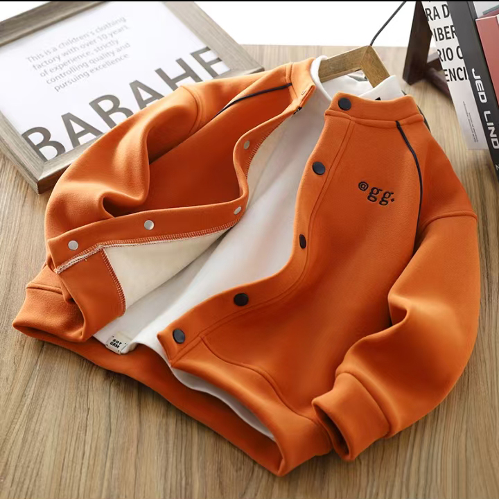 男童加绒外套2025新款儿童秋冬季加厚保暖卫衣开衫中大童男孩冬装