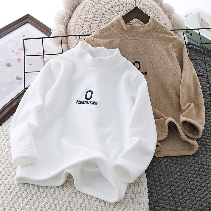 男童打底衫秋冬款一体绒高领加绒加厚儿童t恤长袖2023新款上衣潮