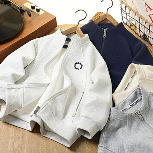 男童春装外套2026新款立领拉链开衫卫衣儿童潮帅气时髦春秋棒球服