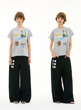 FUNKYFUN 2025SS 缤纷夏日冰淇淋直喷印花圆领正肩短袖tee