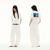 2025SS 大版 型数码 FUNKYFUN 印花植物标语宽松磨毛落肩短袖 tee