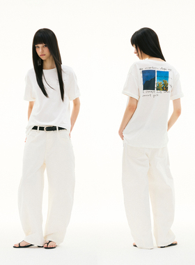 FUNKYFUN 2025SS 大版型数码印花植物标语宽松磨毛落肩短袖tee