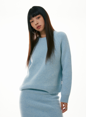 FUNKYFUN 2023AW 纯色百搭上衣秋冬男女潮插肩袖羊毛针织圆领毛衣