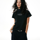 FUNKYFUN tee 男女圆领短袖 2023SS 波段竖纹印花正肩显瘦纯色夏季