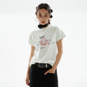 FUNKYFUN设计师手绘 T恤短TEE 印花正肩短袖 狗狗是人类 好朋友