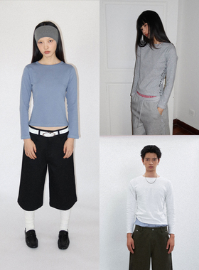 FUNKYFUN 2025AW 侧缝别针印花微收腰标准版型正肩长袖tee