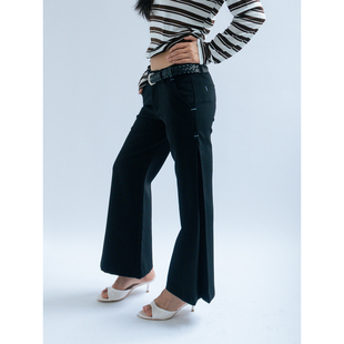 先锋松弛长裤 FUNKYFUN 侧开衩立体建筑感微喇叭低腰八分西裤