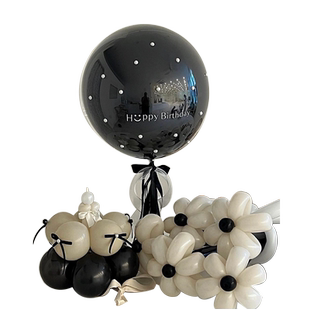 金属色生日珍珠蛋糕气球ins周岁百天宴氛围布置派对装饰拍照道具