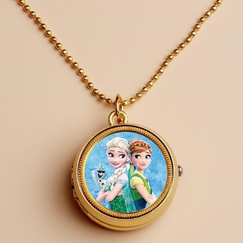 学生表复古怀表男女冰雪奇缘12生肖学生项链表翻盖手工定制照片贴